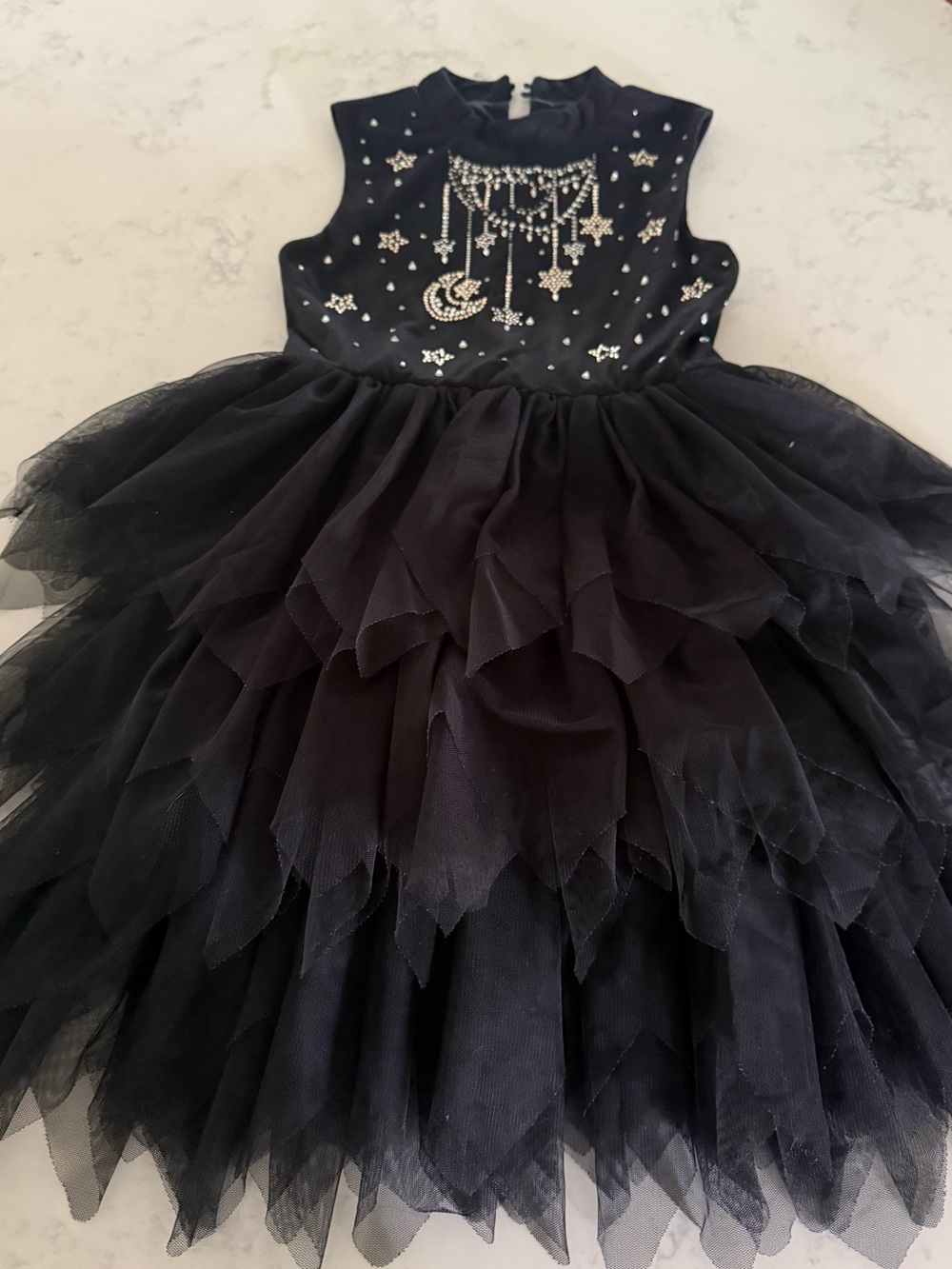 Girls By & By Layered Tulle Dress with Gemstone Star/Moon Detail 8